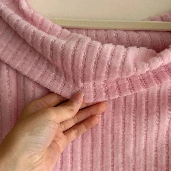 Shein Maternity Cotton Candy Pink Fuzzy Ribbed Off the Shoulder Midi Dress,Small - Picture 8 of 16